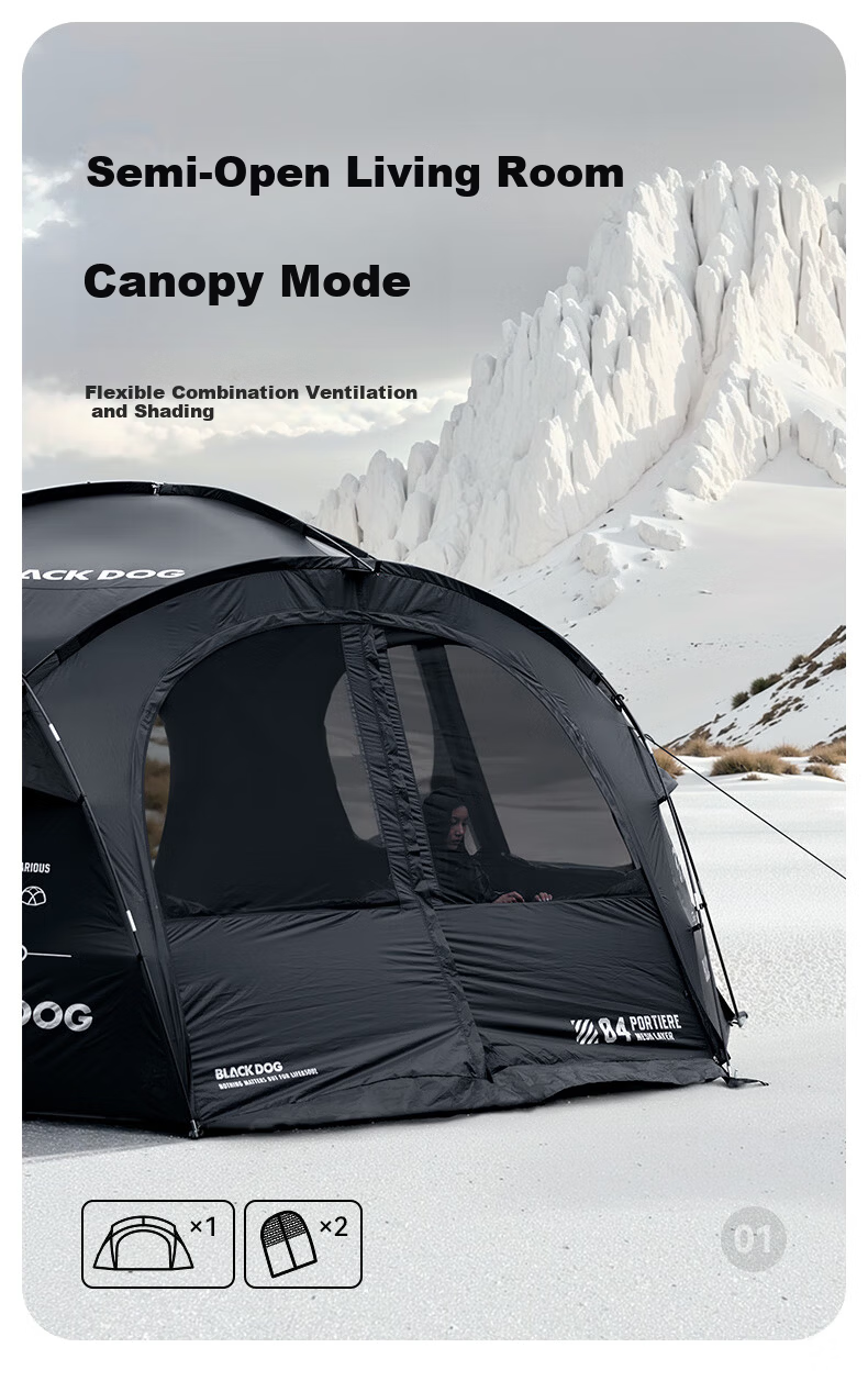 Black Dog Outdoor Large Dome Tent, Quick Assembly Sunshade Spherical Canopy, Gers, Pavilion, Expandable Dome Body 5