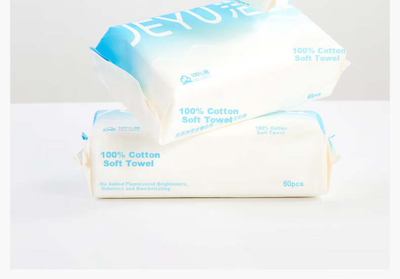 Jieyu [Wu Huang Cat Collaboration] Cotton Soft Towel 60 Sheets 20*20cm Pure Cotton Dual-Use Disposable Face Towel 1 Pack 7