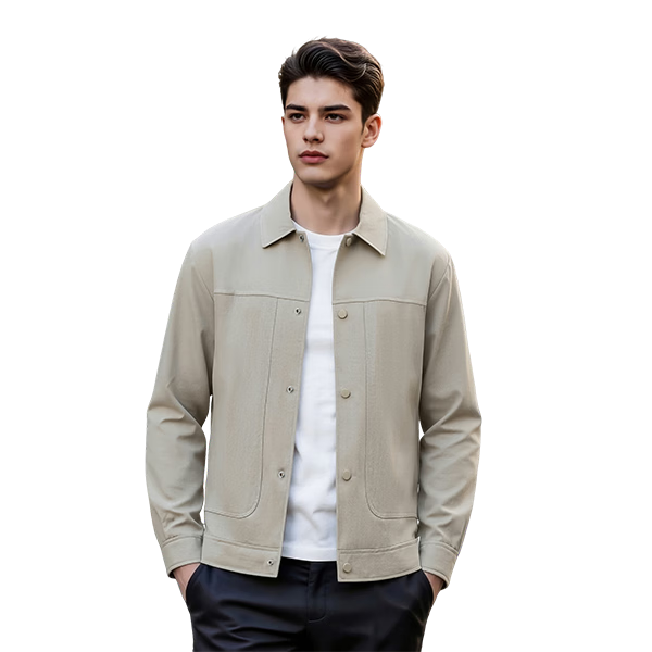Caesar [Tencel Linen] Polo Collar Jacket Spring Summer Men's Workwear Solid Color Simple Breathable Casual Coat