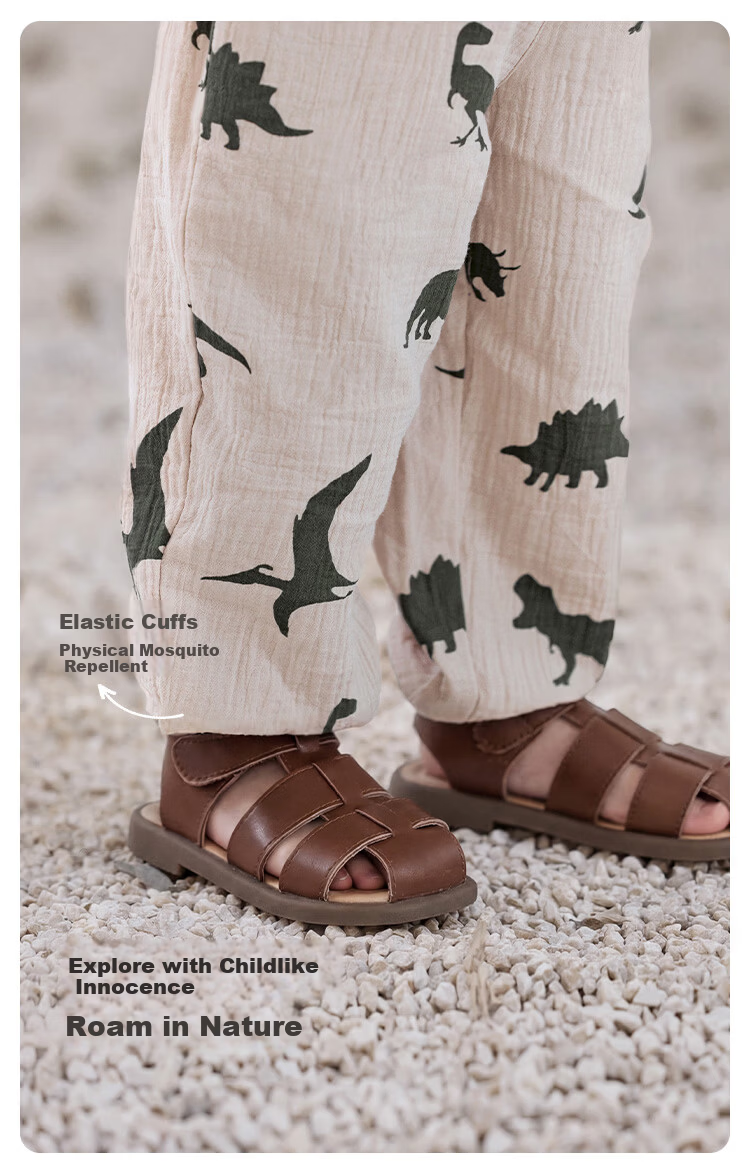 Babylove Boys' Summer Mosquito-Repellent Cotton Gauze Breathable Casual Thin Versatile Pants 3