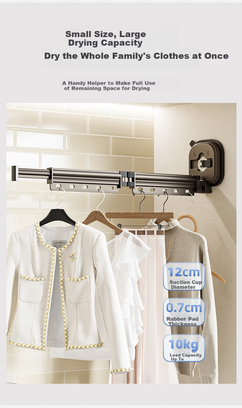 JEKO&JEKO Stainless Steel Telescopic Clothes Drying Rod Clothes Hanger Pole Forked Drying Rod 3
