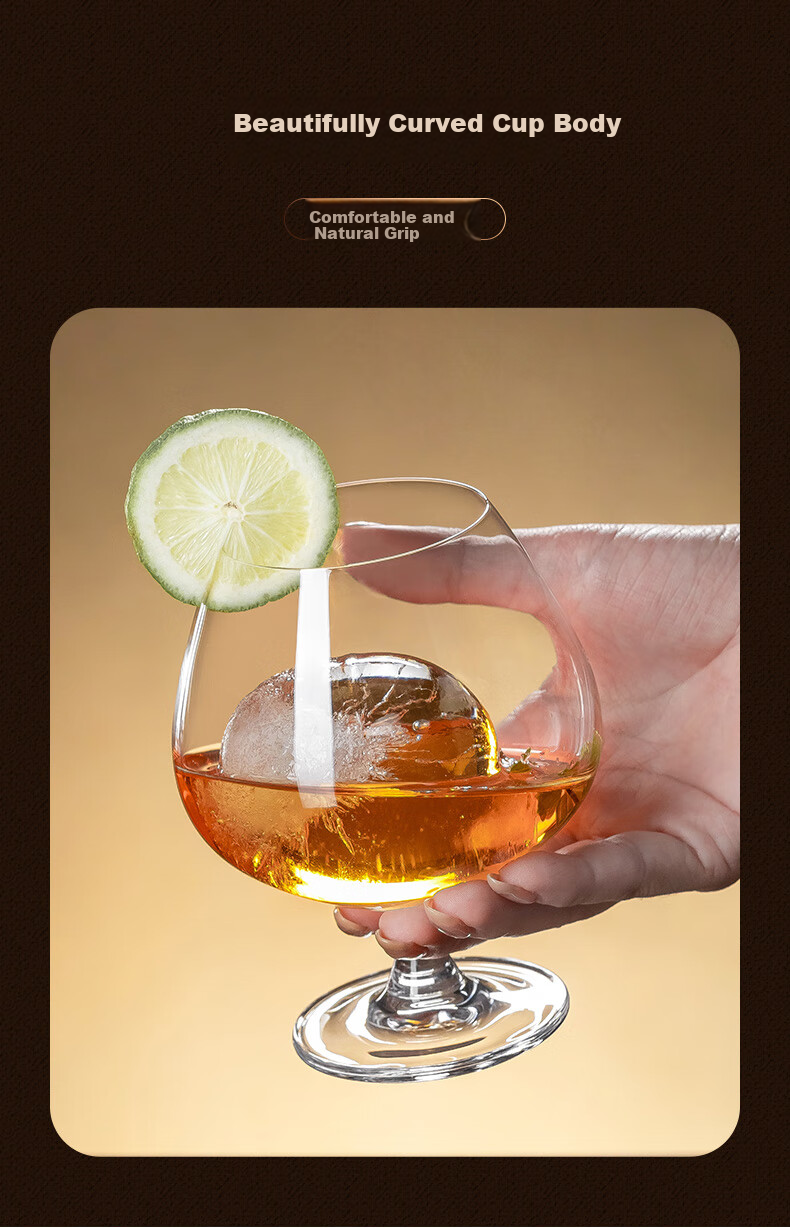 CRISTALGLASS Brandy Glasses Crystal Thickened Whiskey Glasses Set of 2 Short Stem Cognac Glasses 8