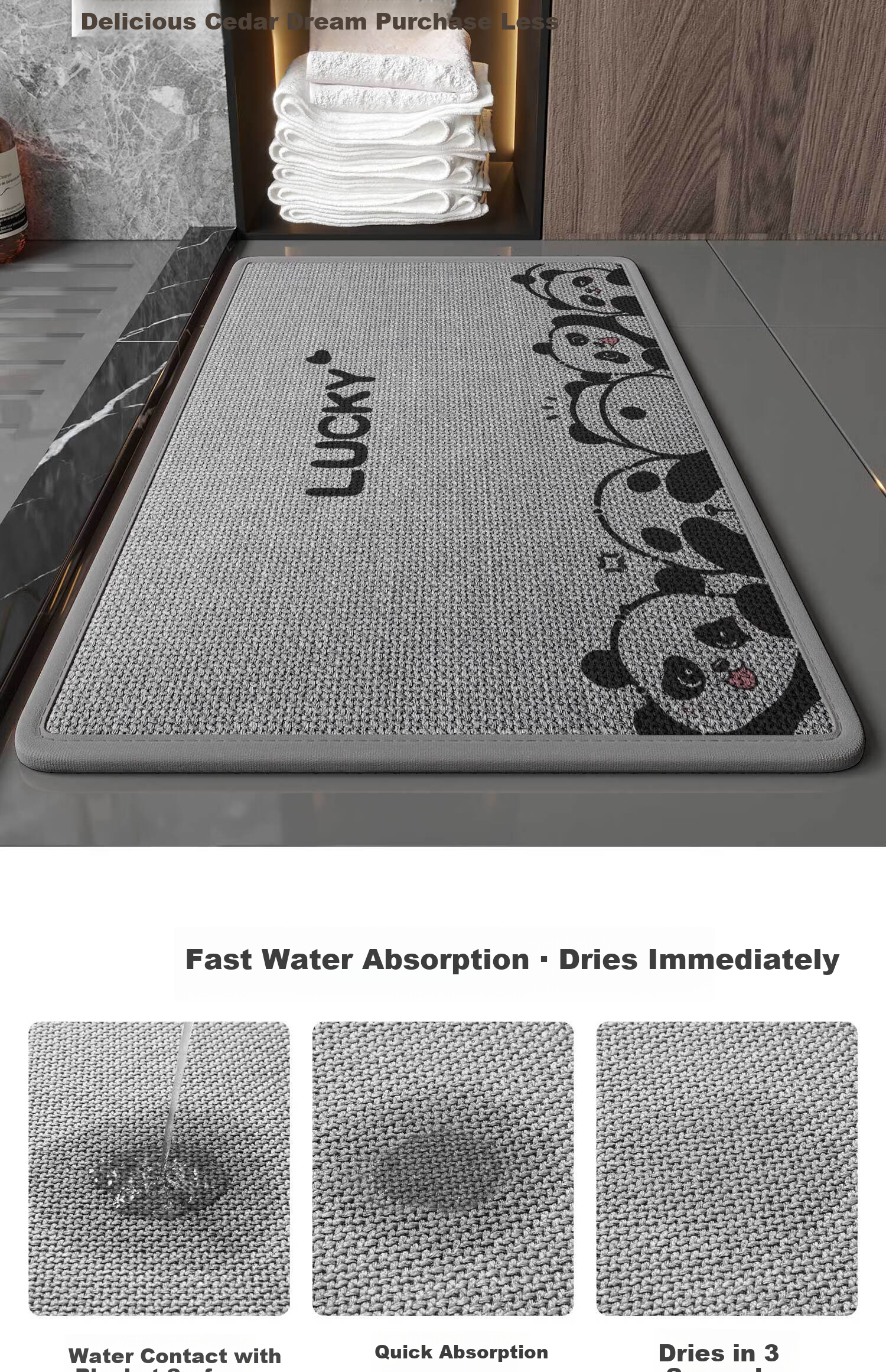 Qiqi Bathroom Bath Mat Absorbent Non-Slip Doorway Rug Quick-Dry Floor Mat for Washroom Entrance 2