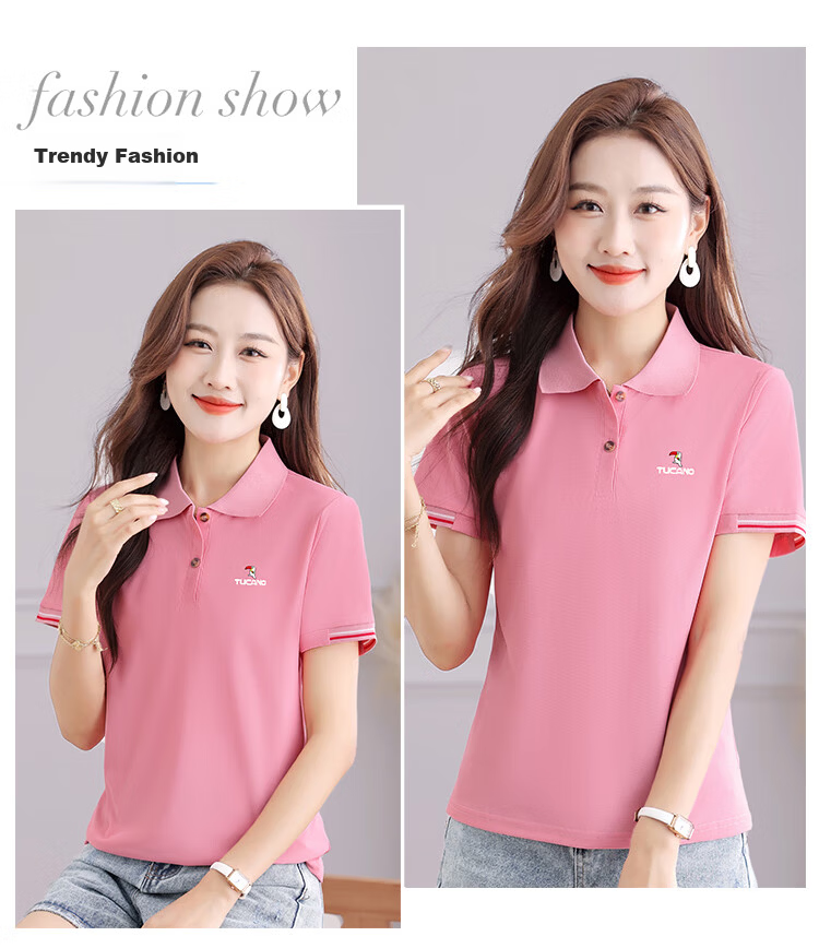 TUCANO Women's Summer New Polo Shirt Ice Silk Short Sleeve Turn-down Collar Slim Fit Sports Casual Top White 2XL 10