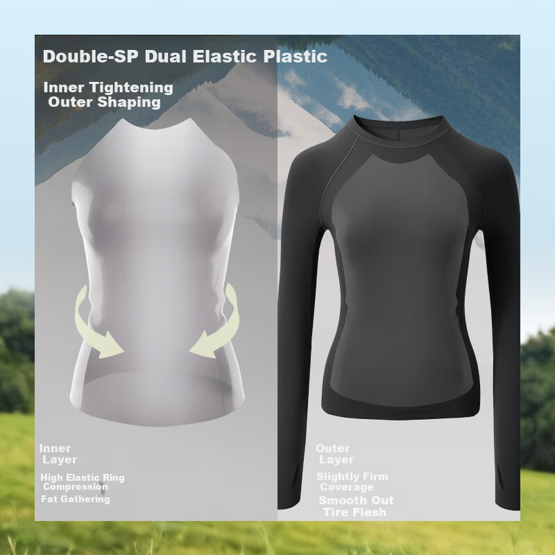 Beneunder Women's Sports Sun Protection Jacket Long Sleeve Quick-Dry Breathable Base Layer Shaping Top HE018 Burgundy Purple L