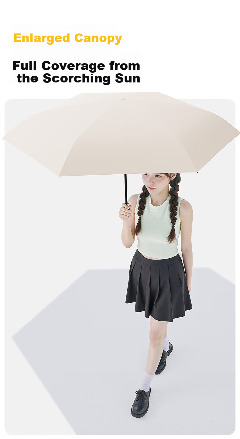 ZUODU Portable Lightweight Folding Sun Umbrella UV Protection Sunscreen Five-Fold Rain and Sun Umbrella for Women 11