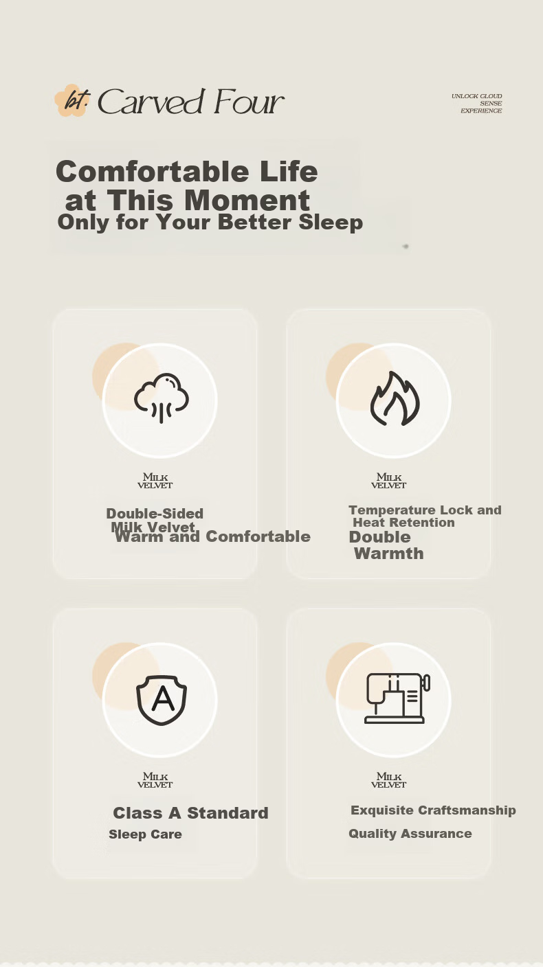 MUJI Winter Milk Velvet 4-Piece Bedding Set Flannel 1.8m Double-Sided Velvet Double Duvet Cover 200x230cm Bed Sheet 4