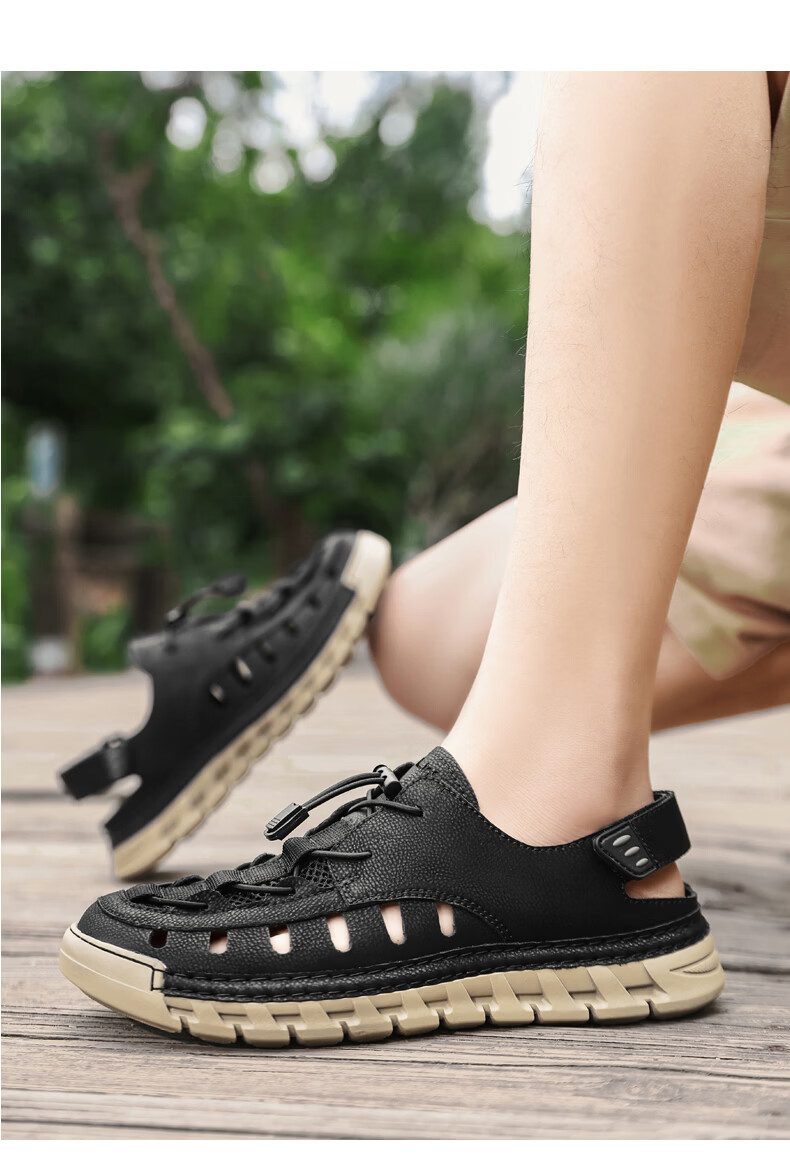 MULINSEN Mulinsen Men’s Outdoor Hiking Sandals Beach Slip-On Hollow Breathable Shoes 26803 17