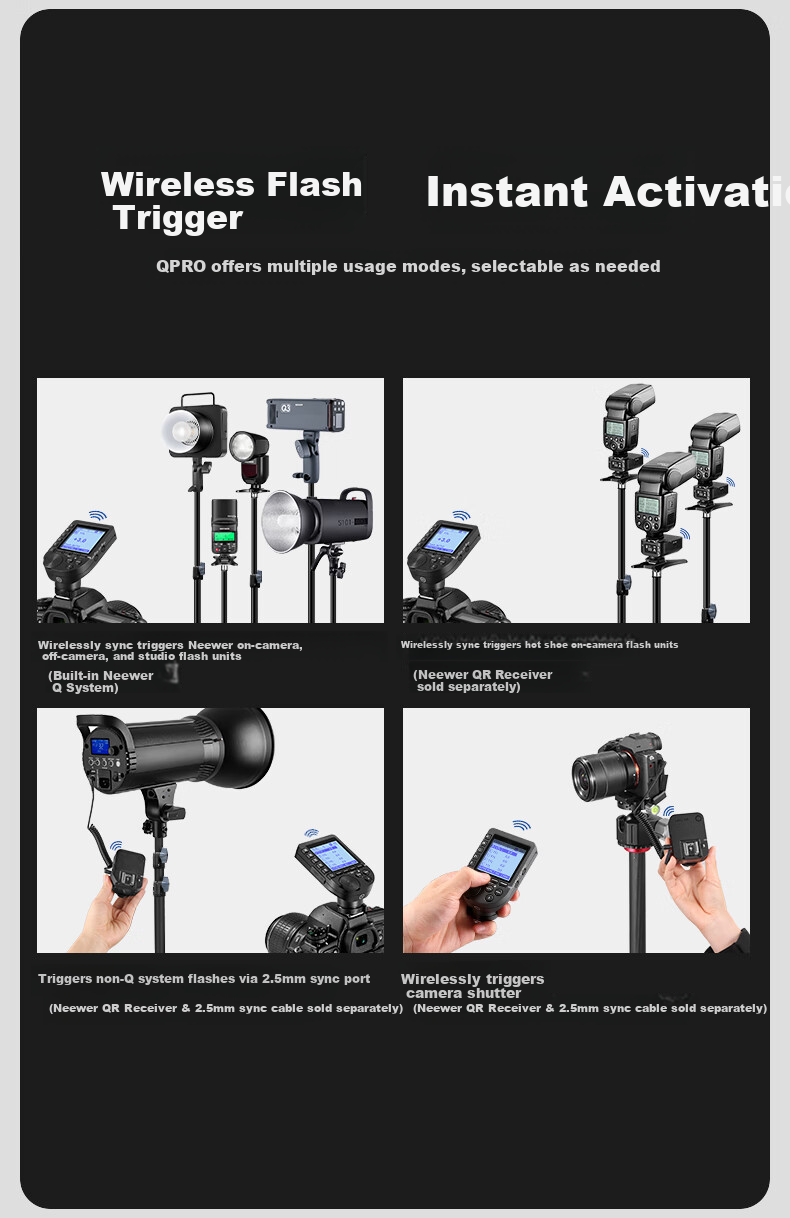 NEEWER QPRO-S Flash Wireless Trigger, QR Receiver, Hot Shoe Trigger, High-Speed Synchronous TTL/S1S2 Compatible with Sony Cameras 6