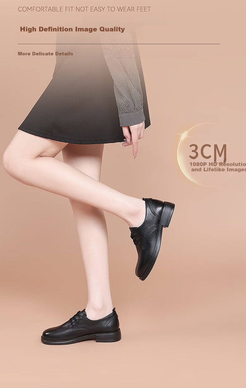 Hongqingting Brand Women's Shoes, Cowhide British Casual Shoes, Soft Leather Loafers, Work Flats for Women, WTB152641, Black, Size 40 4