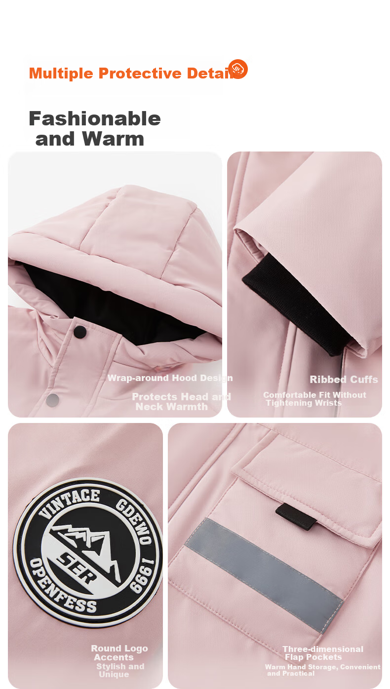 SNOWFLYING Kids Down Jacket Boys Girls Winter Thick Warm Pink 170 6