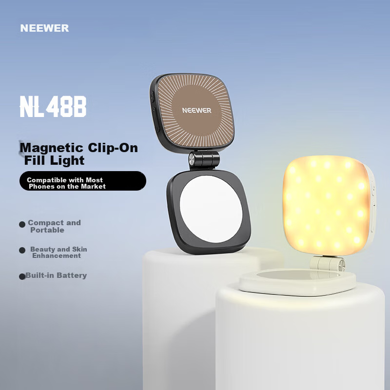 NEEWER RGB Magnetic Full-Color Portable LED Pocket Bi-Color Temperature Fill Light for Mobile Phones Live Streaming Photography Light for Mirrorless Cameras Flash Indoor Portrait Constant Light