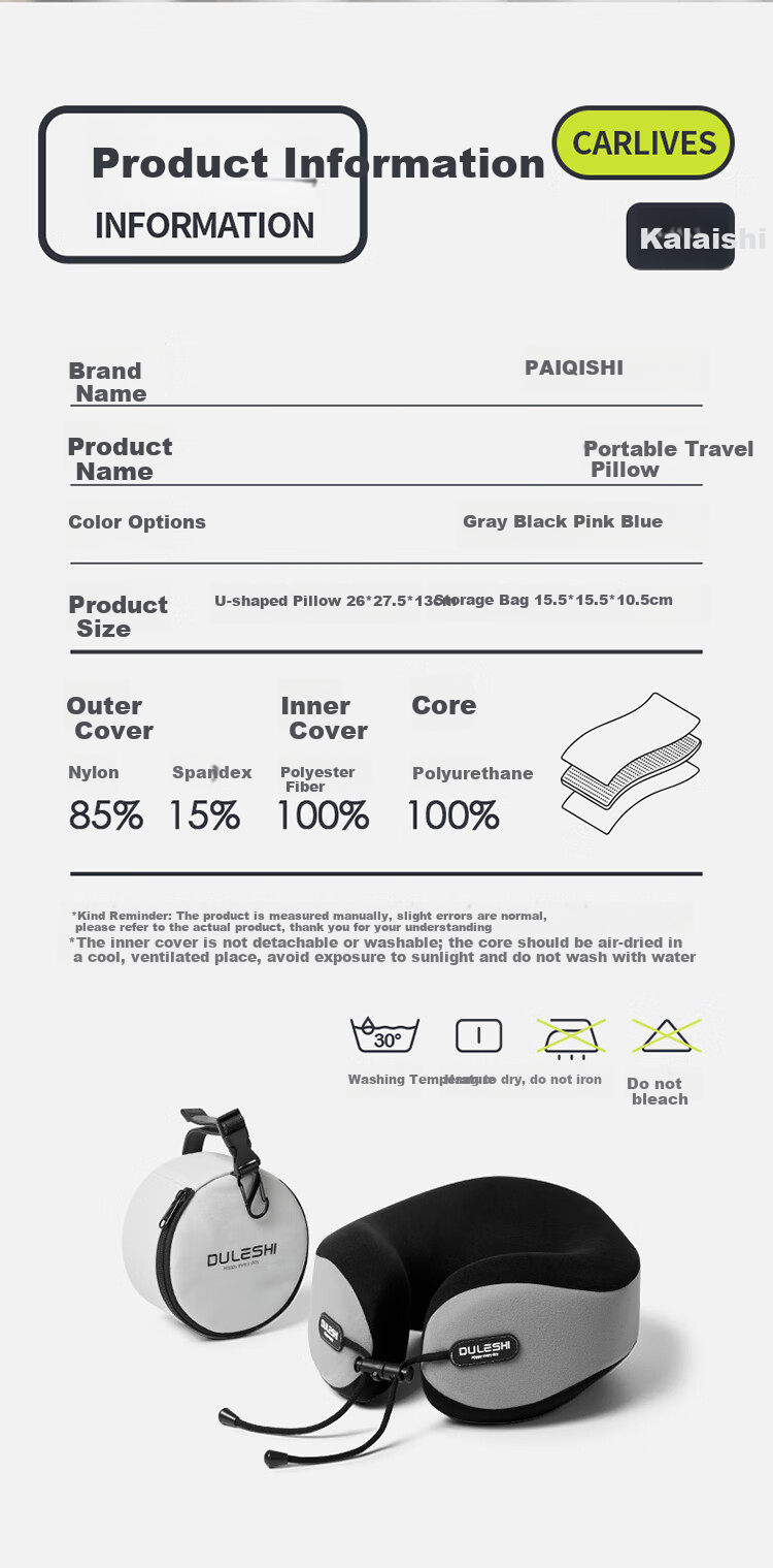 Paiqishi U-Shaped Neck Pillow, Portable Travel Headrest, Airplane And High-Speed Rail Neck Support Cushion, Essential for Business Trips 12