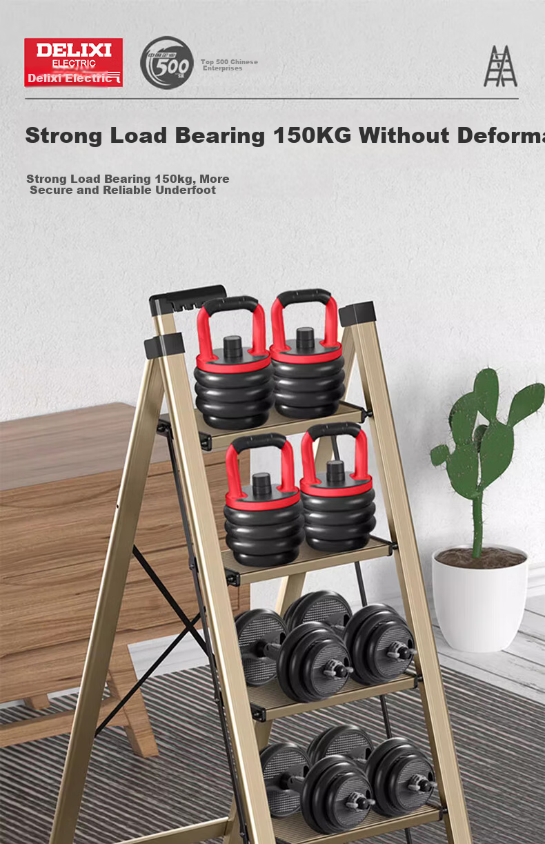 DELIXI Household Multi-Functional Folding Safety Ladder Aluminum Alloy Thickened Step Ladder Two-Step Ladder 7