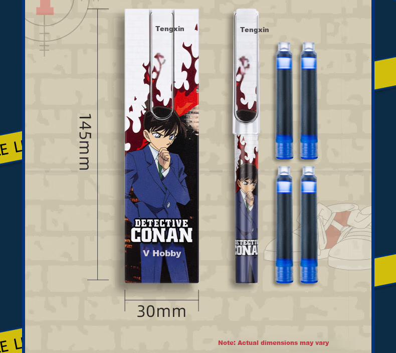 AIHAO Detective Conan Collaboration Children's Fountain Pen EF Nib for Grades 3-6 Posture Correction Writing Pen Refillable Ink Cartridge Set Kid DMS2006 Back to School Essential 5