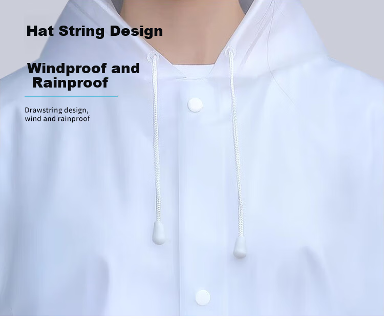 Disguiser Adult Raincoat Disposable Portable EVA Frosted Thickened Long Hooded Outdoor Hiking White Full-Length Rain Poncho 8