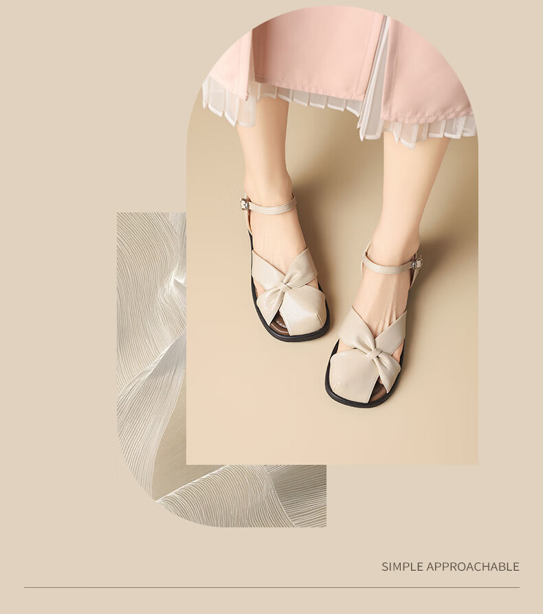 ZHR Women's Soft Flat Open-Toe Retro Hollow-Out Roman Sandals Single Strap Beach Slippers KN272 Champagne Size 39 3