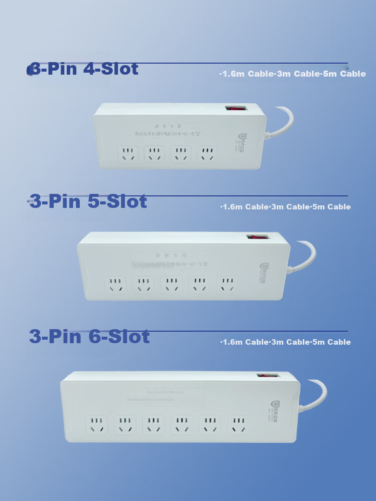 Guomi Blue Shield GM-02 Red Black Power Supply Confidential Isolation Socket Anti-Electromagnetic Wave Information Leakage 5-Position Five-Hole 1.6m 2