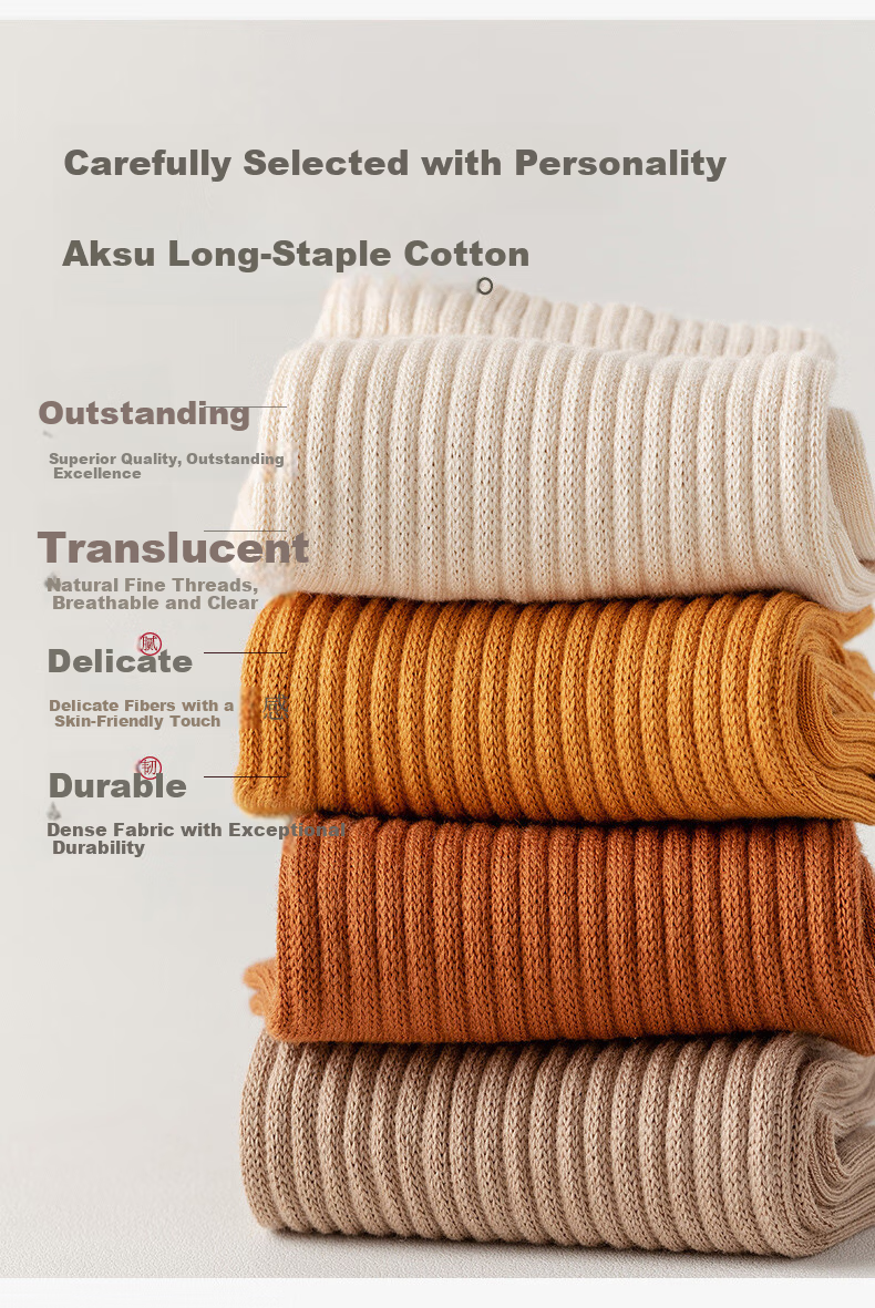 XUEXIMAN Women's 6-Pair Cotton Antibacterial Odor-Resistant Mid-Calf Socks Sweat-Absorbing Breathable Comfortable Solid Color Socks 4