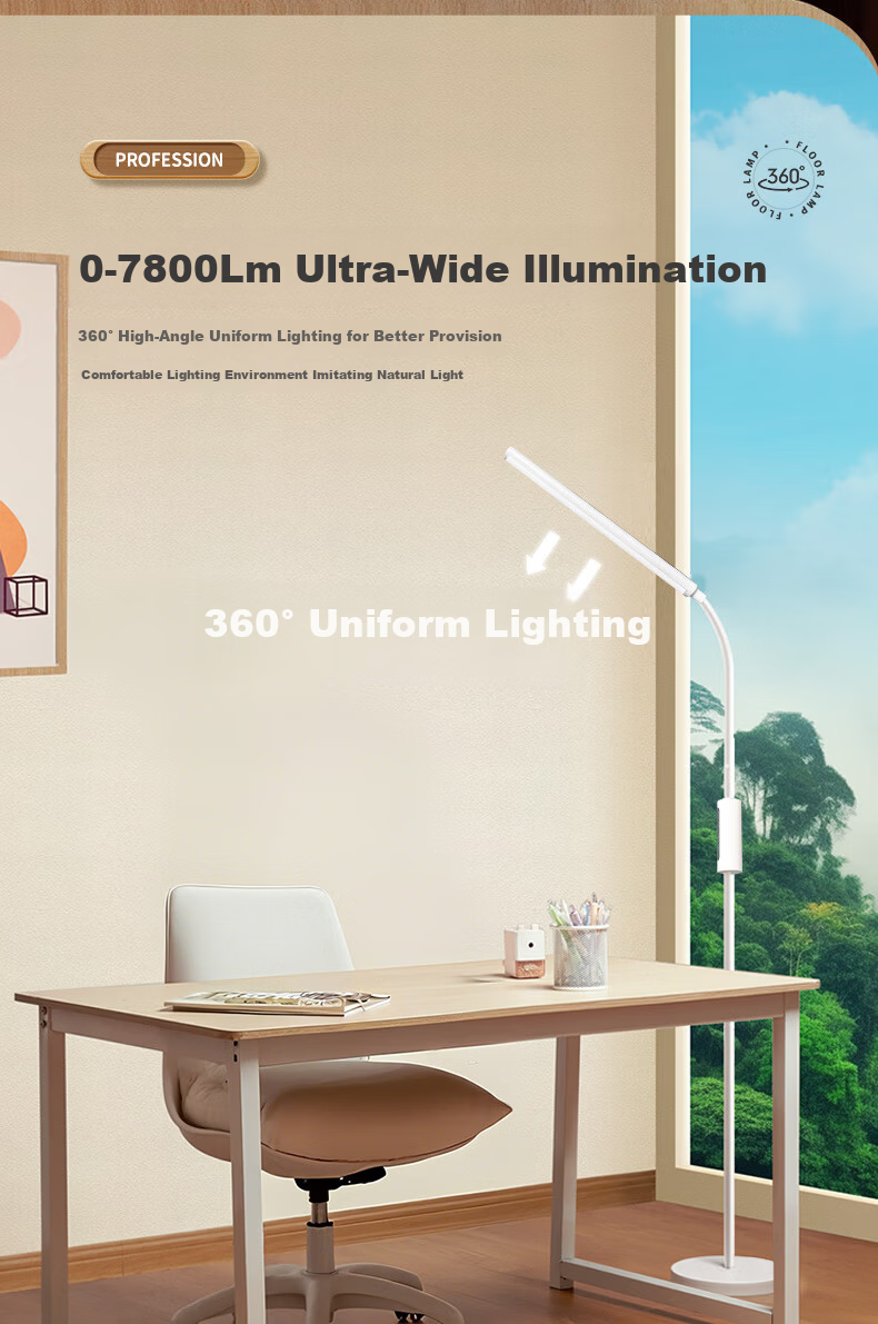 Kufire Floor Lamp Desk Lamp Office Work Light Living Room Bedroom Super Bright Large Area Desk Lamp Standing Bedside Lamp 10
