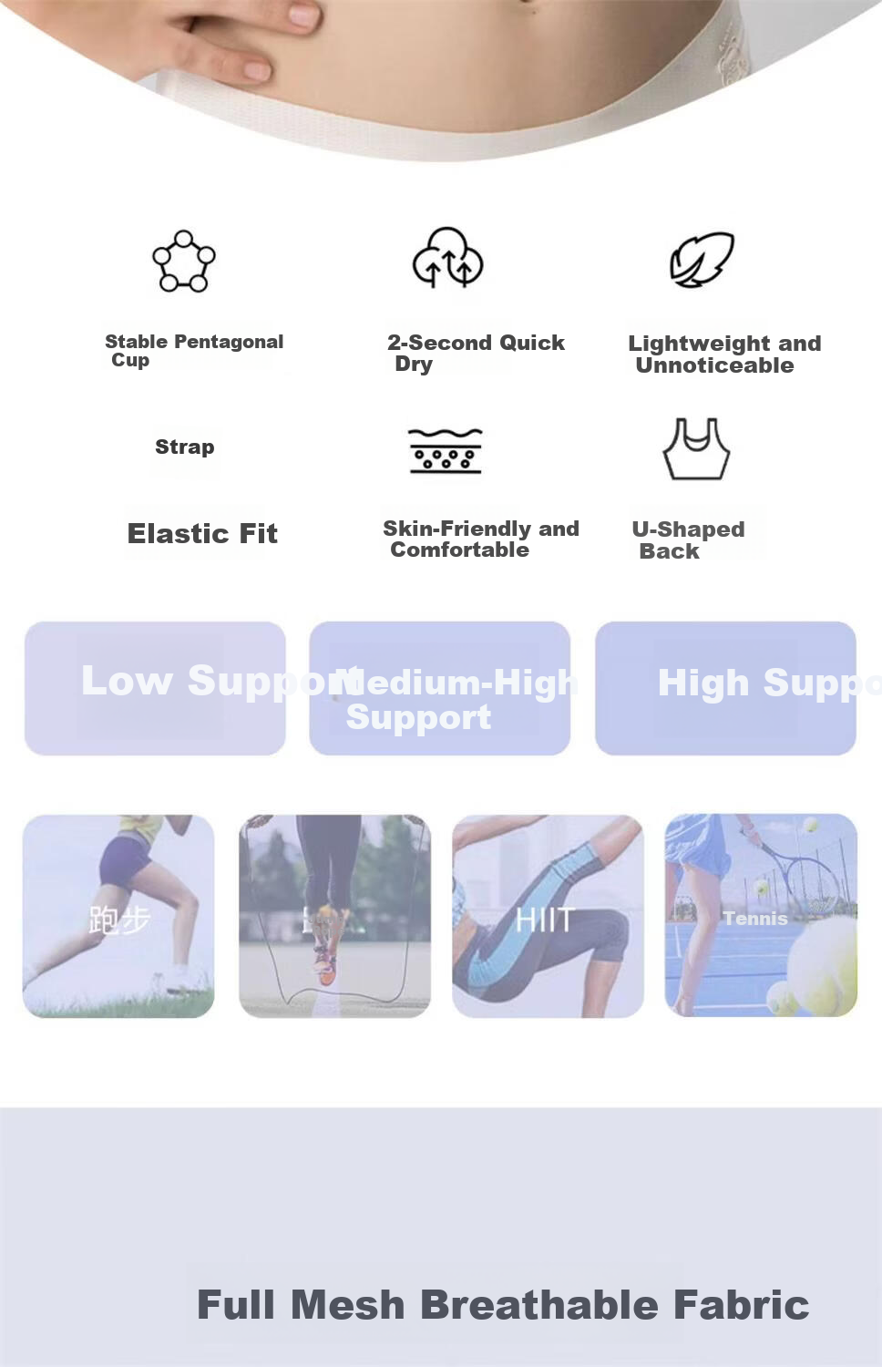 Meishianxuan [2-Pack] Developmental Stage Girls' Student Sports Bra, Fixed Cup Brassiere for Middle And High School Students 3