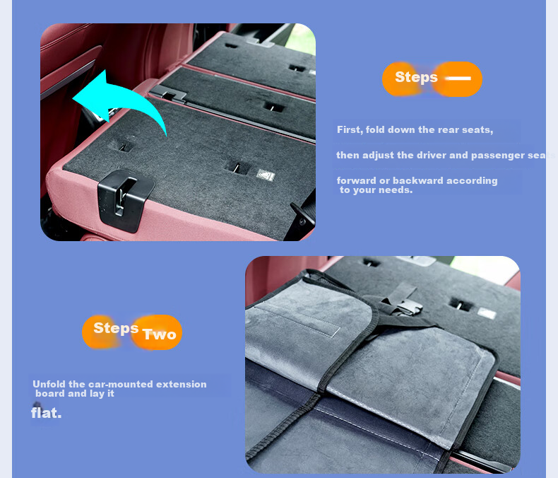 Hengxiangmeng Car Mattress Foldable Rear Seat Sleeping Pad Trunk Leveling Cushion Gap Filler Pad 13