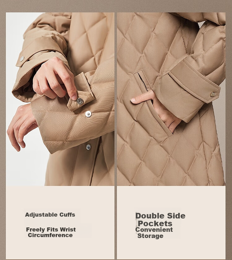 BOSIDENG Spring Autumn 90% Goose Down Lightweight Lapel Slim Fit Long Business Commuter Women's Coat 12