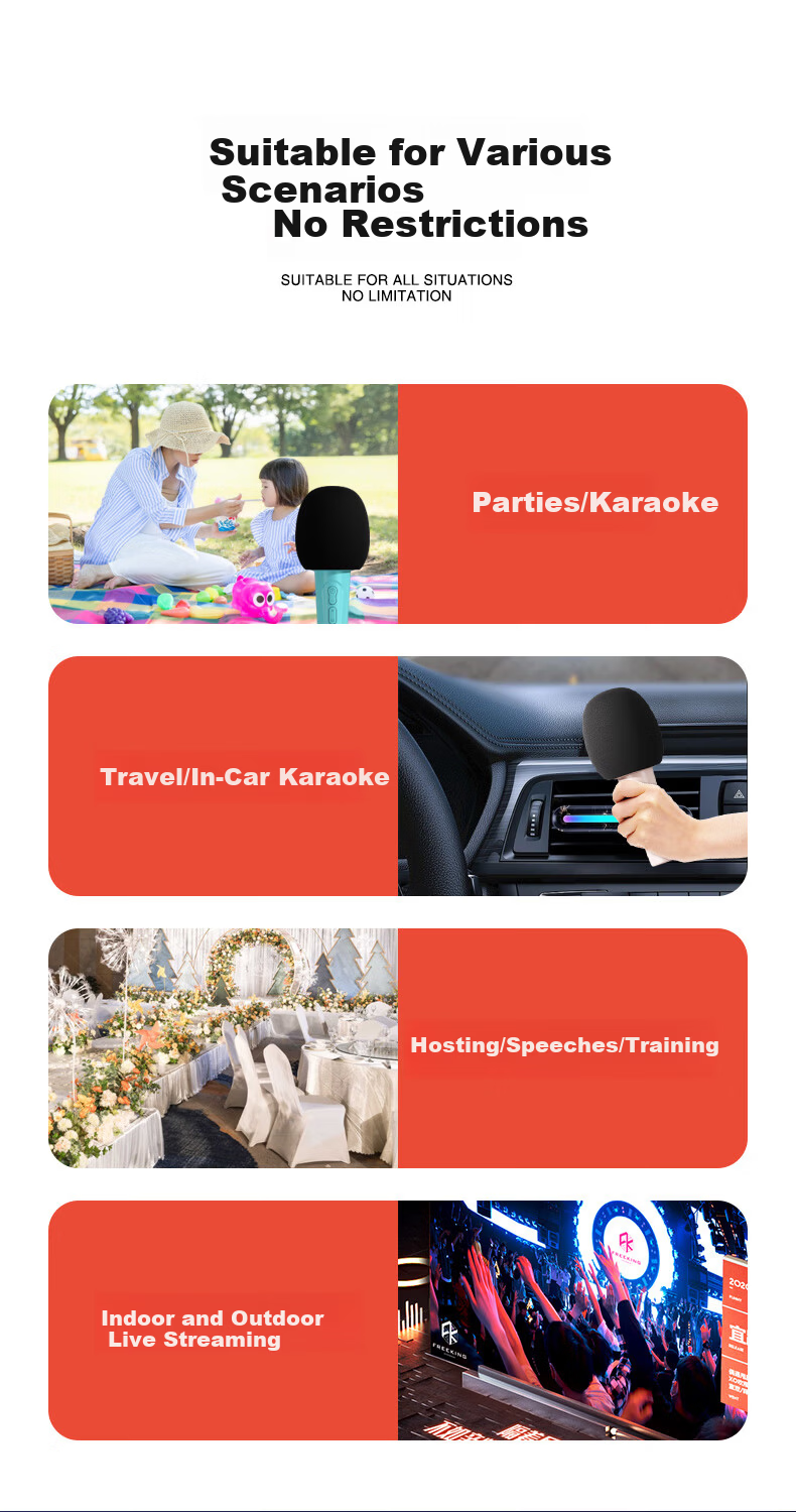 Aigo K2 China Red Wireless Microphone Home KTV Voice Changer Karaoke Speaker TV Douyin Live Noise-Cancelling Bluetooth Singing Handheld Microphone All-in-One Entertainment System 14