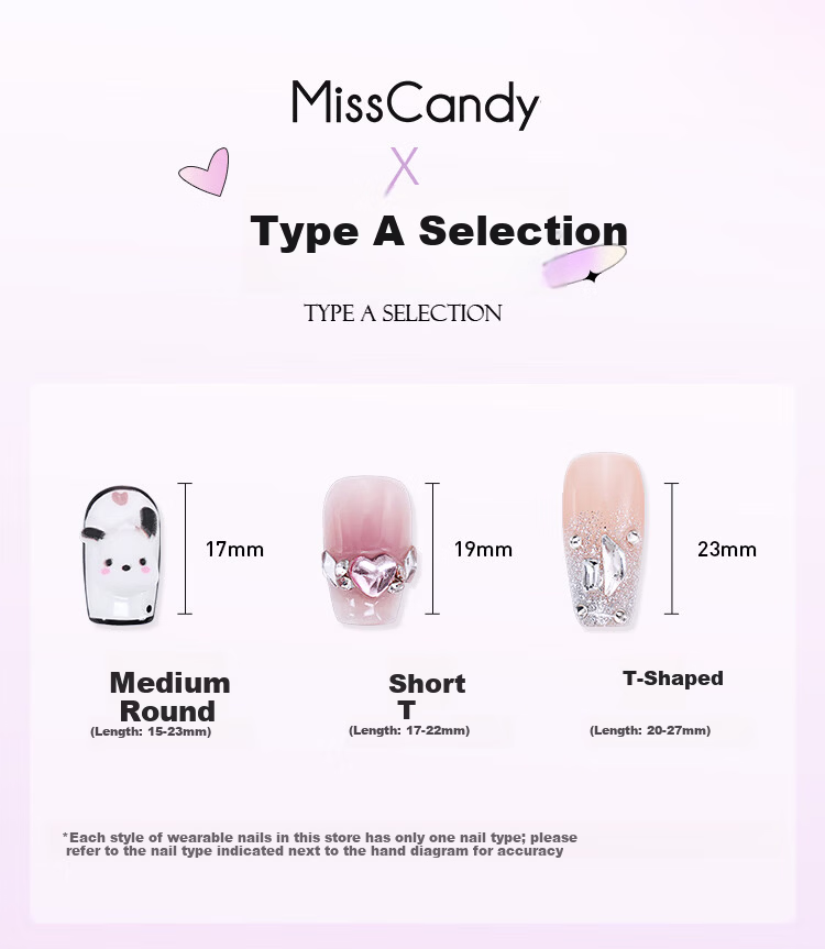 Miss Candy Handmade Short Wearable Nail Art Stickers Reusable Instant Application Love Language SG236-M 6