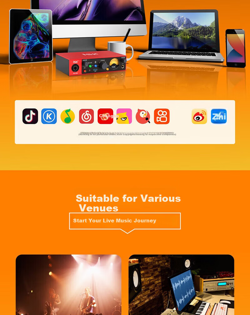 ISK SK1 Mobile Live Singing Sound Card Bluetooth Accompaniment Plug and Play for Douyin Kuaishou Live Streaming KTV Online Singing Recording Dubbing Audiobook Production 9