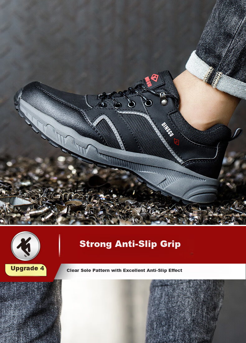Dinggu Safety Shoes for Men with Steel Toe Cap, Puncture-Resistant, Lightweight, Comfortable, Non-Slip, for Construction Sites, 852hui43 6