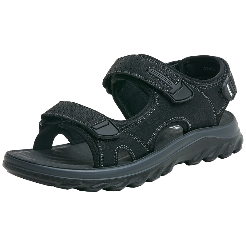 Belle Qixi Gift Men's Velcro Casual Sandals 26 Summer Breathable Thick Sole Beach Shoes A2462BL6 Black 42