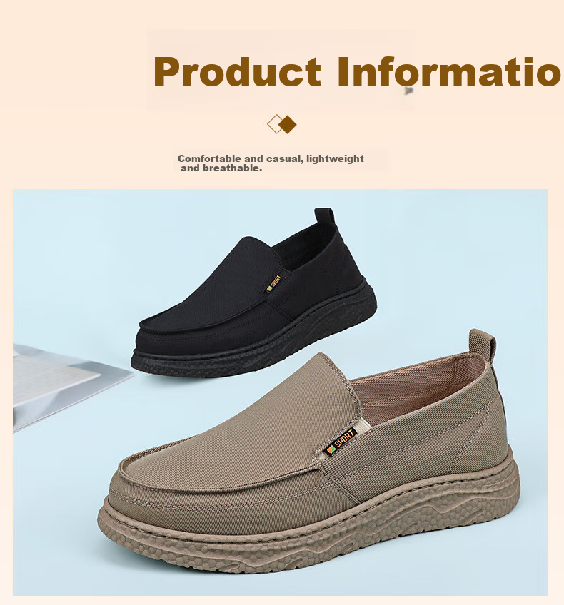 BUSHEYUAN Casual Men's Breathable Soft Sole Comfortable Dad Shoes Old Beijing Cloth Shoes Men 511-0254 Black Size 40 4