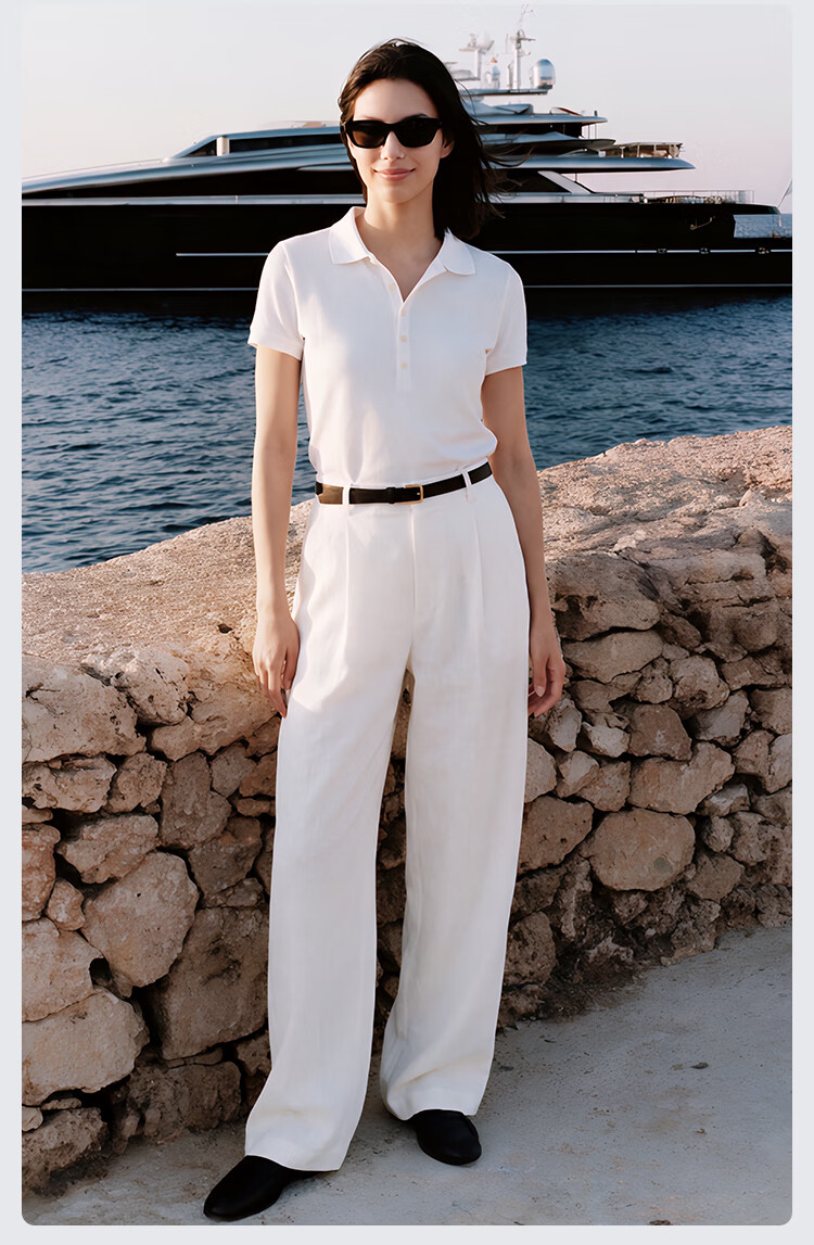 JD Jingzao Women's Polo Collar Short Sleeve T-Shirt 26 Summer New Basic Shirt Elegant High-End White M 12