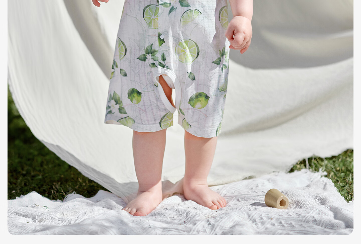 OUYUN [Jelly Cool] Baby Romper Summer Short Sleeve Thin Open Crotch Crawling Suit Strawberry Floral 90cm 16