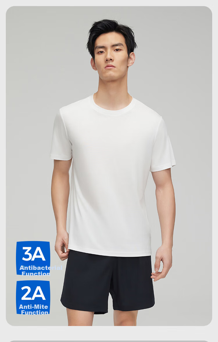 HLA Home 【Zui Huxi-Pro8】 Short Sleeve T-Shirt Unisex Zero Carbon Tencel Antibacterial Mite-Resistant Couple Basic Base Layer Shirt 8