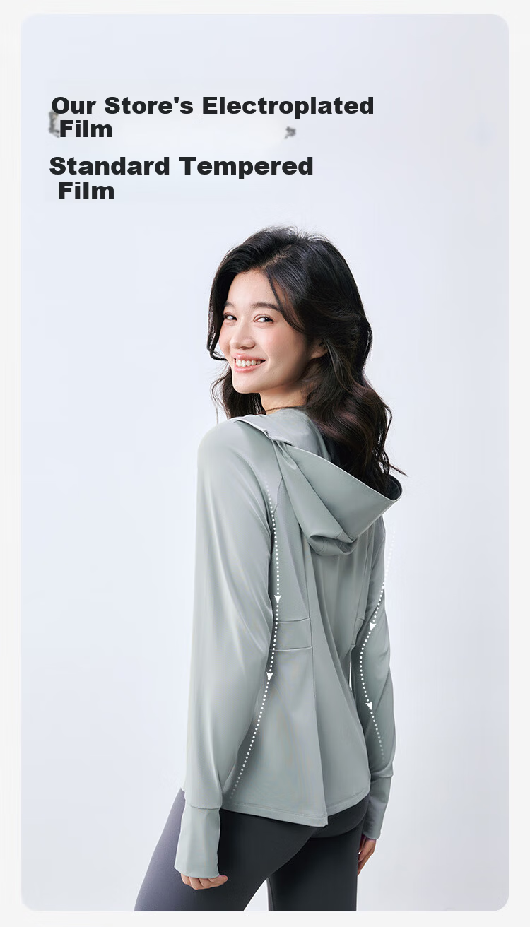 JD Jingzao Women's Slim Fit Waist Cooling UV Protection Sun Jacket Gray XS 2