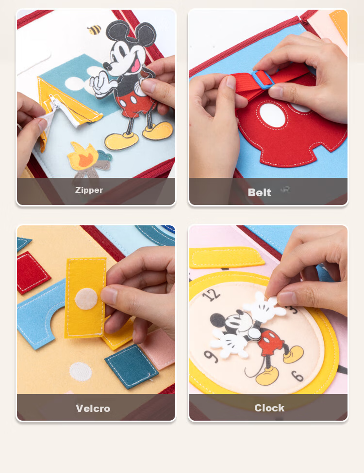 Disney Montessori Early Education Baby Cloth Book Infant Toy Luxury Book Newborn Gift Box First Birthday New Year Gift 11