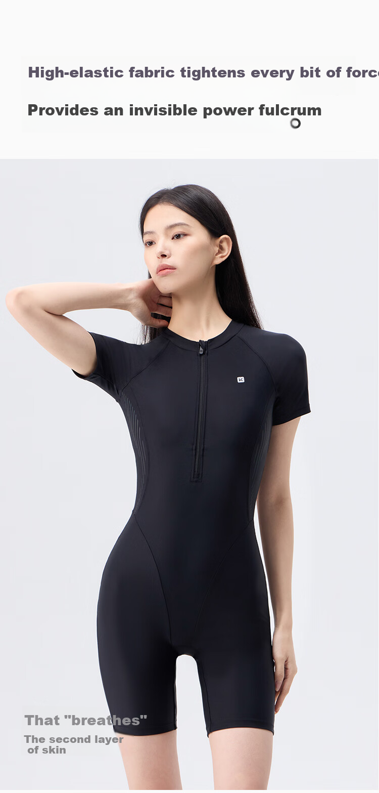 Keep Women's One-Piece Knee-Length Professional Swimsuit Slim Chlorine-Resistant Conservative Spa Swimsuit 933 Black L 6