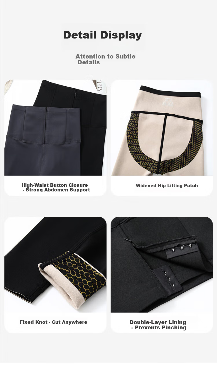LangSha Women's Winter Fleece-Lined High-Waist Slimming Sharkskin Yoga Leggings with Zipper and Thickened Lamb Wool Thermal Pants 9