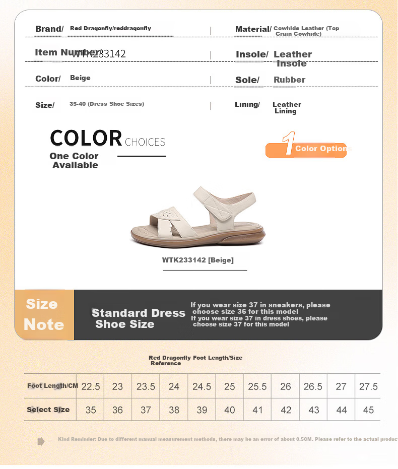 Red Dragonfly Leather Sandals Summer Soft Sole Comfortable Mom Shoes Women Wedge Soft Leather Beach Shoes WTK233142 3