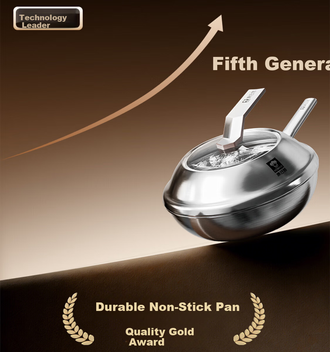 Kambach 5th Generation Pure Titanium Non-Coated Frying Pan Non-Stick Antibacterial 316L Stainless Steel Wok Compatible with Induction Cooker 7