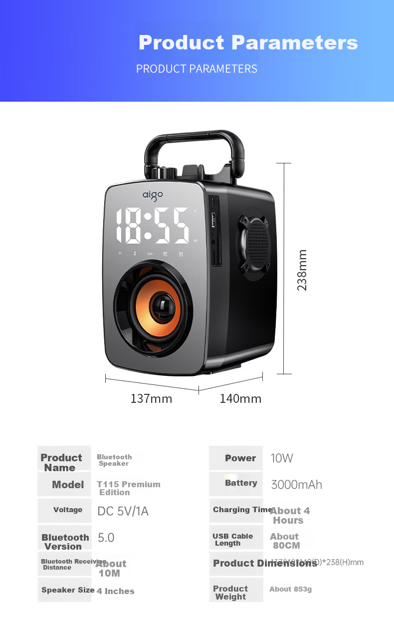 Aiguozhe T203 Pro Wireless Bluetooth Speaker, Outdoor High-Volume Square Dance Sound System, Home Radio, Portable Handheld Speaker for Street Vending, Payment Collection, Voice Broadcast Device, Dual Microphone Versio 18