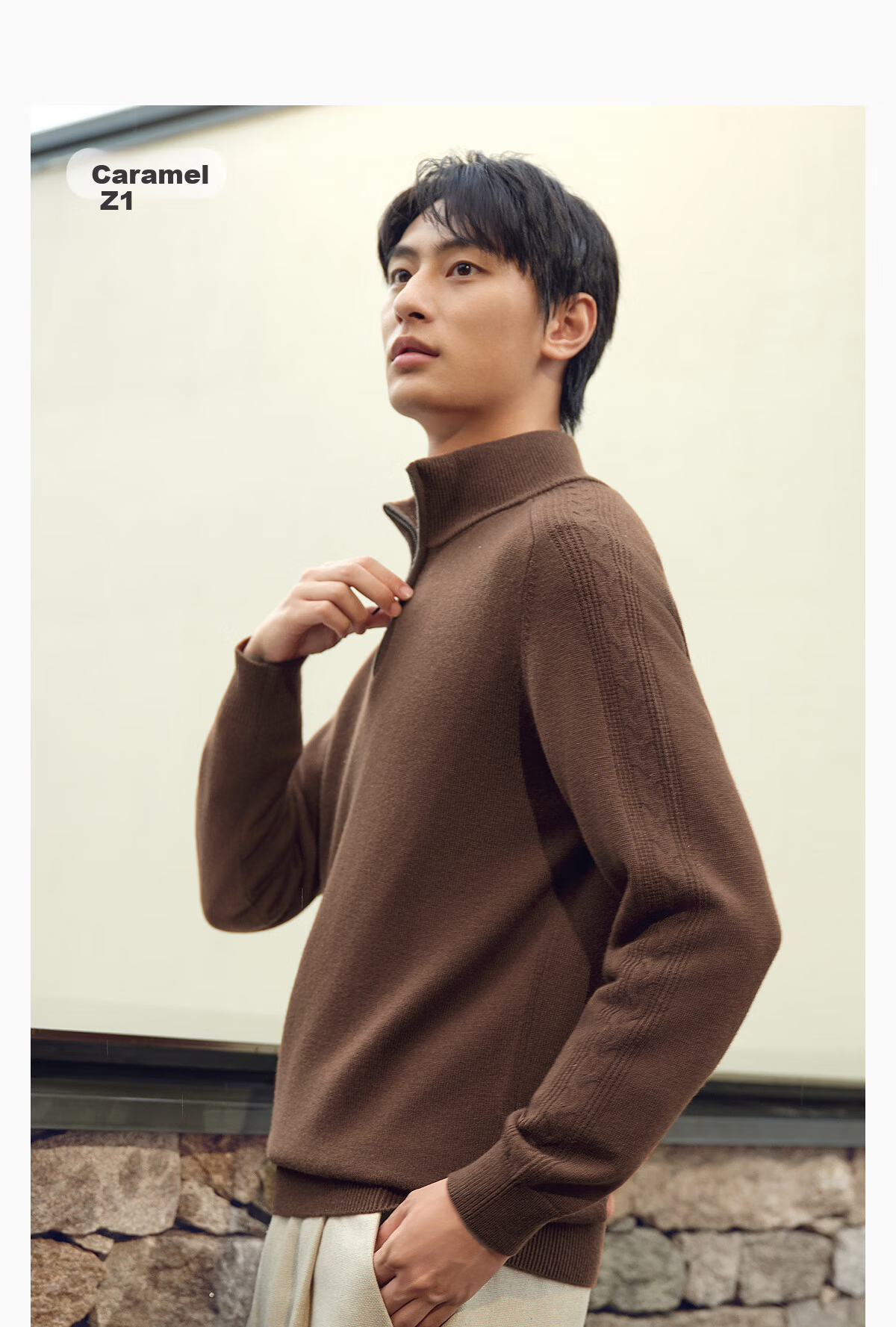 Hodo Heavyweight 100% Wool Men's Casual Half-Zip Thick Cable Knit Sweater 13