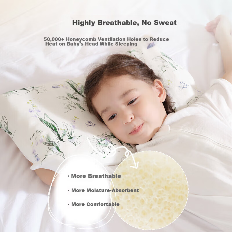 Cutelife Baby Pillow Silicone Washable Antibacterial Breathable Spinal Protection Pillow for Toddlers 1-3 Years Whale Leap Star Sea
