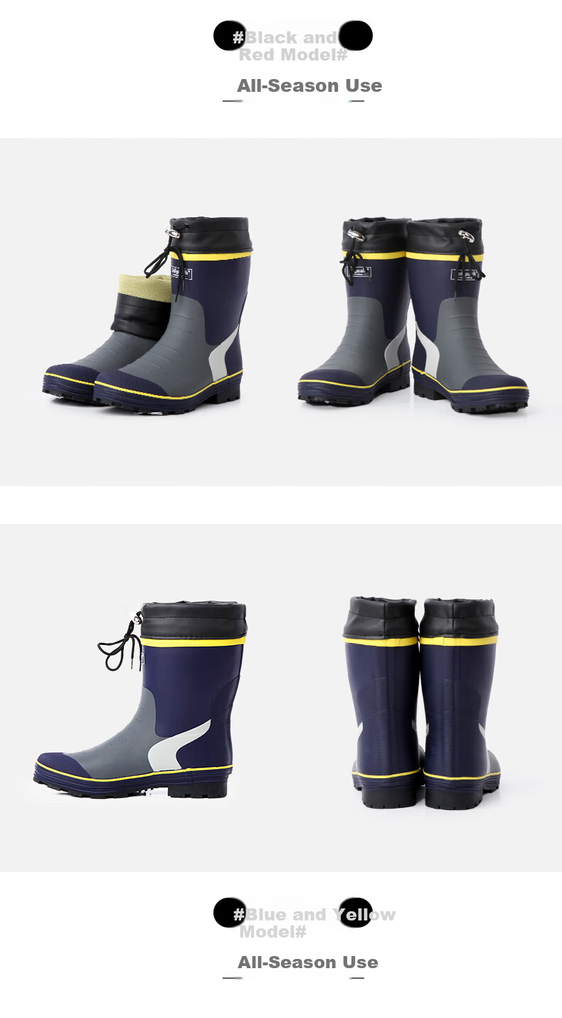 Jolly Walk Water Shoes, Rain Boots for Men, Mid-Calf Waterproof Fishing Boots, Overshoes, Rubber Boots, JW219, Red And Black, Size 40 16