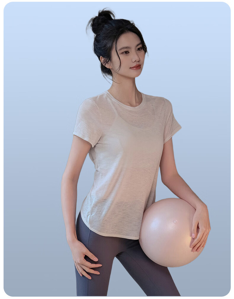 Langsha Women's Fitness Yoga Shirt Summer Running Sports Short Sleeve Loose Quick-Dry Breathable Pilates Training Backless Top 14