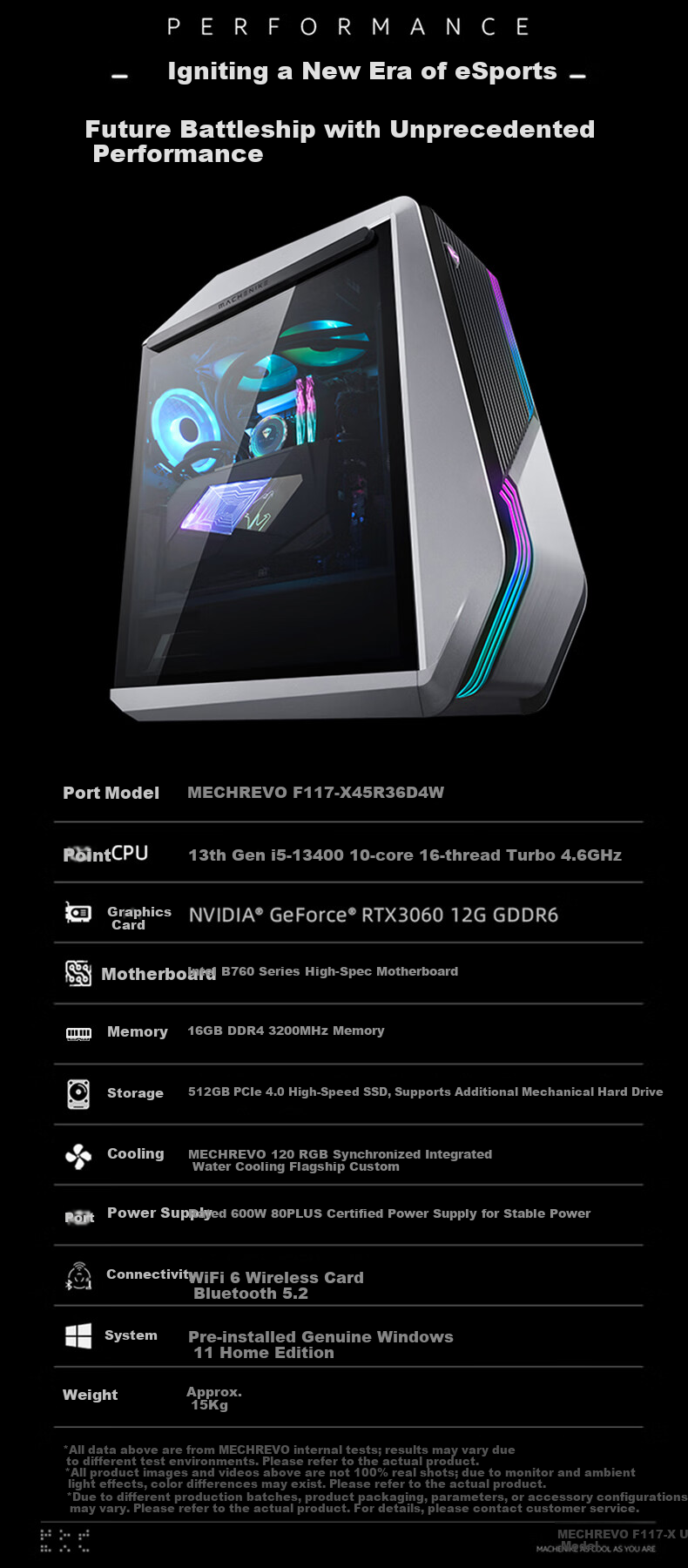 MACHENIKE Dawn High-Performance Gaming Desktop Computer (I7-14700KF, 32GB DDR5, 1TB SSD, RTX5070Ti, 360mm Liquid Cooling) 18