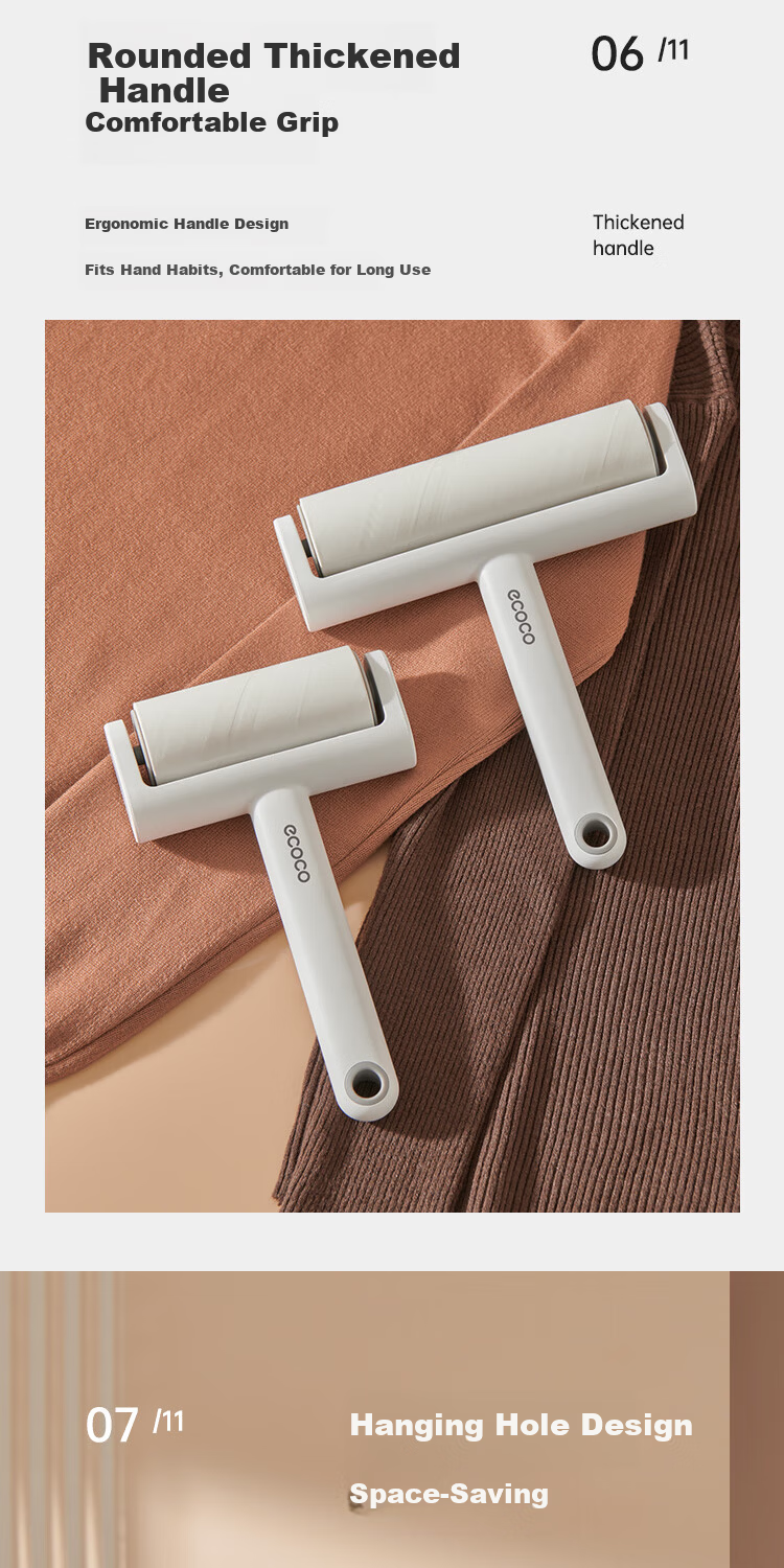 Ecoco Removable Replacement Head, 16cm, 6 Rolls, 360 Tear-Off Dust Roller, Lint-Free Cleaning Tool, Specially Designed for Home Use, E23100 12