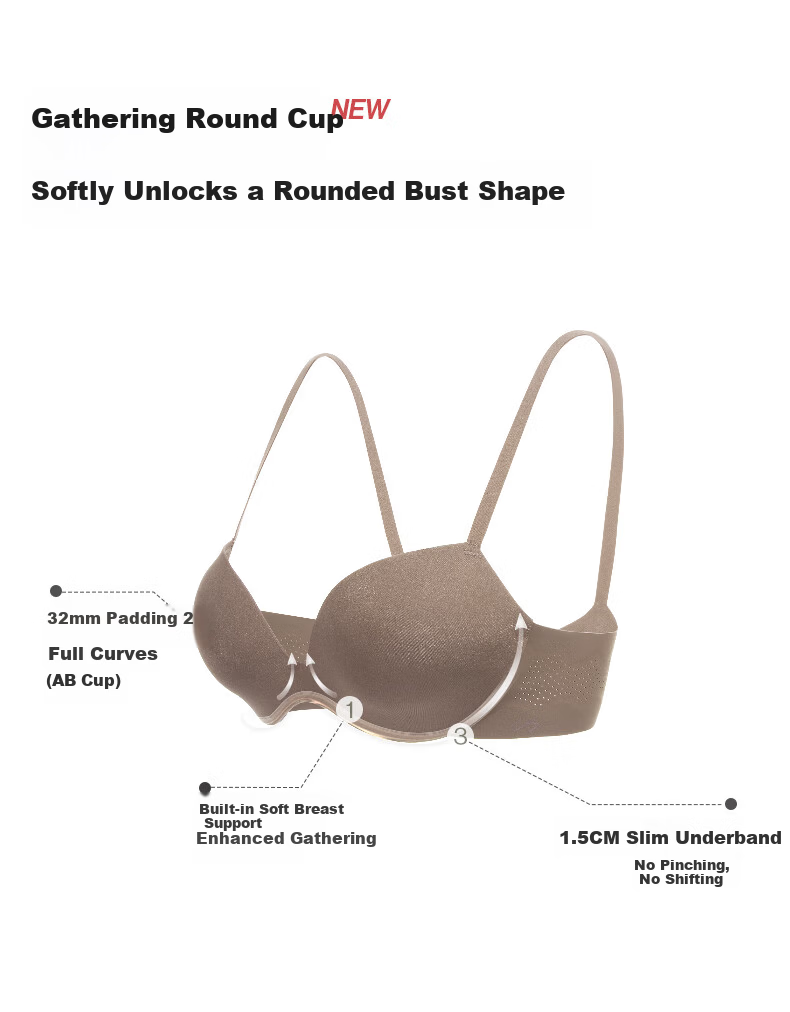 Ubras Yu Shuxin Same Style Round Cup Seamless Push-Up Wireless Bra for Women 6